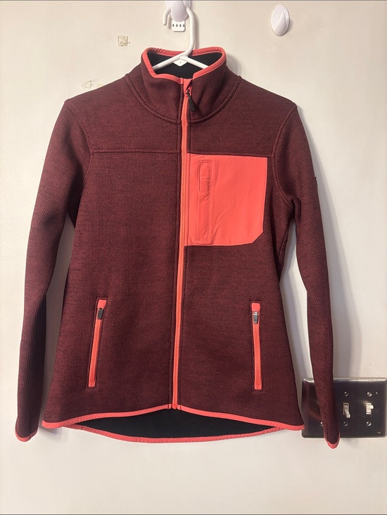 Ascend Jackets & Blazers - Ascend Maroon Zip-Up Jacket with Coral Accents Xsmall
